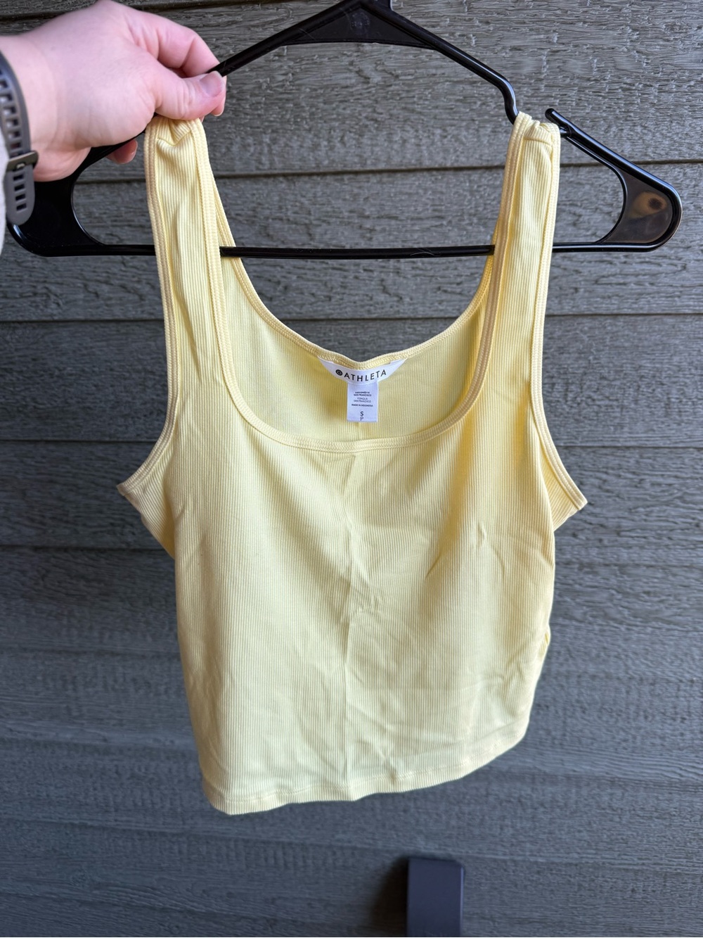 Athleta Pale Yellow Ribbed Scoop Tank